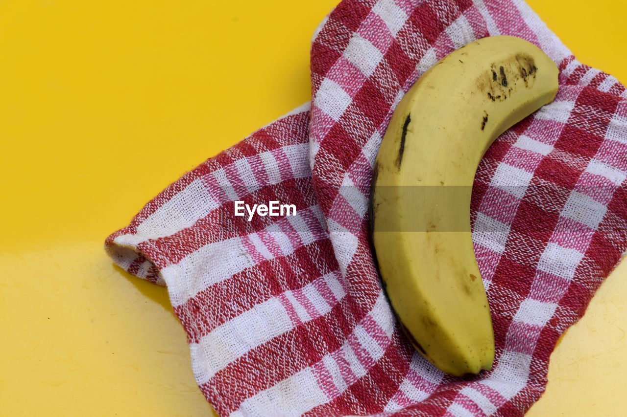 High angle view of banana on table