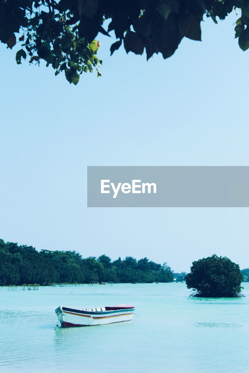 Scenic view of beach against clear sky