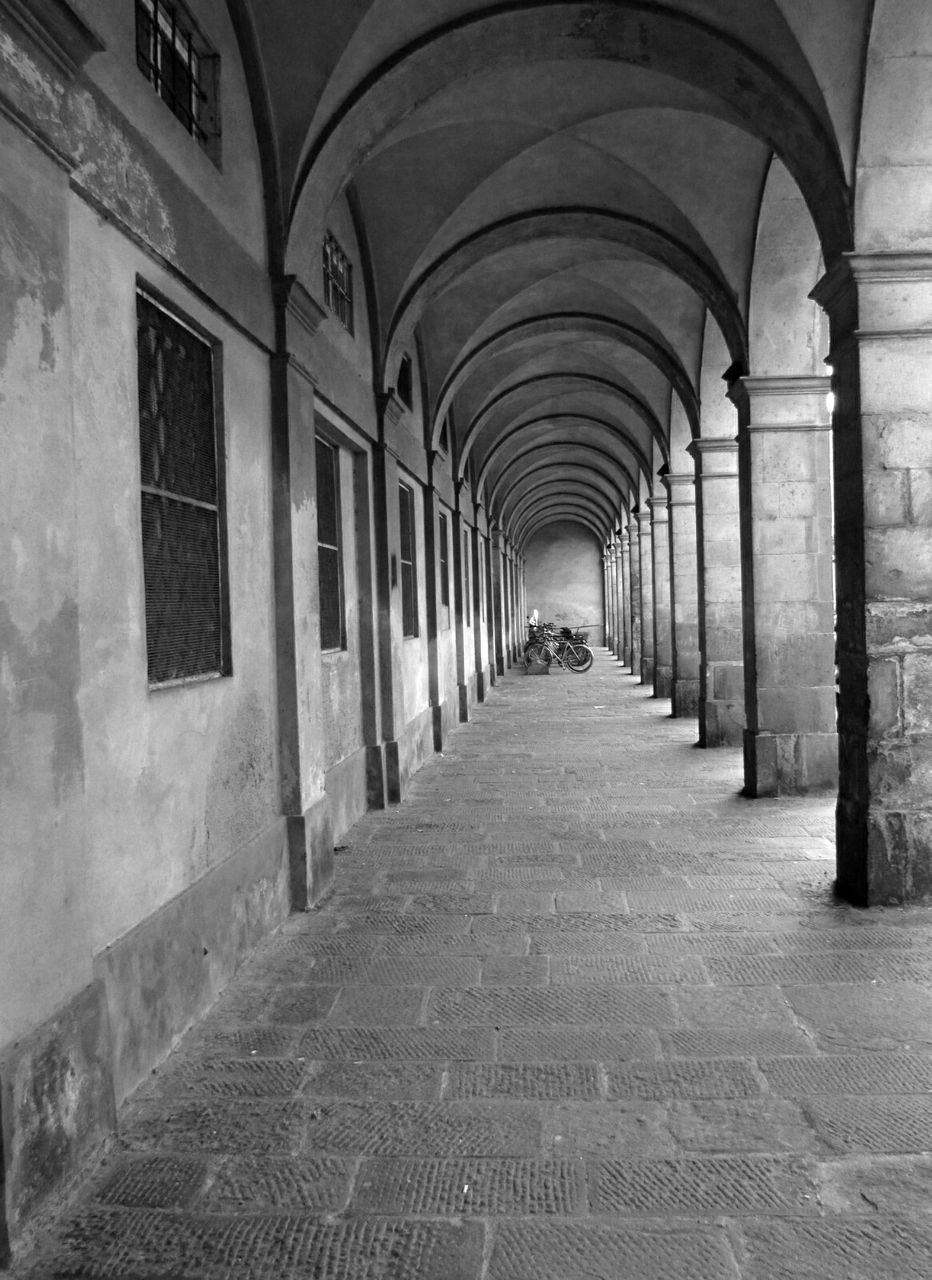 CORRIDOR OF HISTORIC BUILDING IN SUNLIGHT