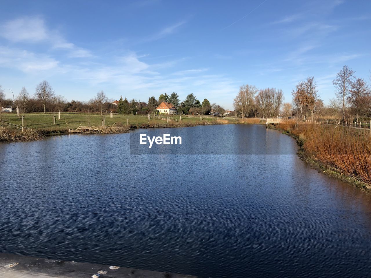 Scenic view of lake against sky