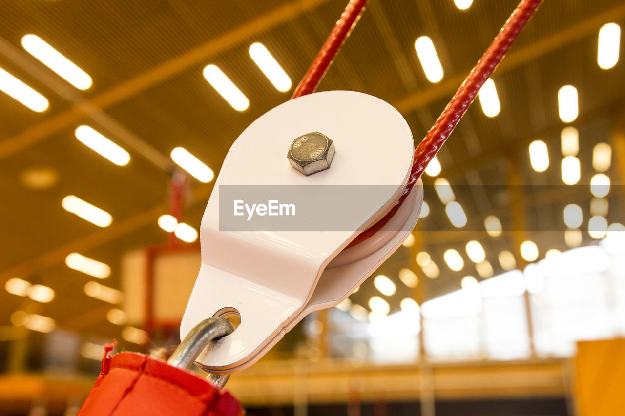 Close-up of rope on pulley