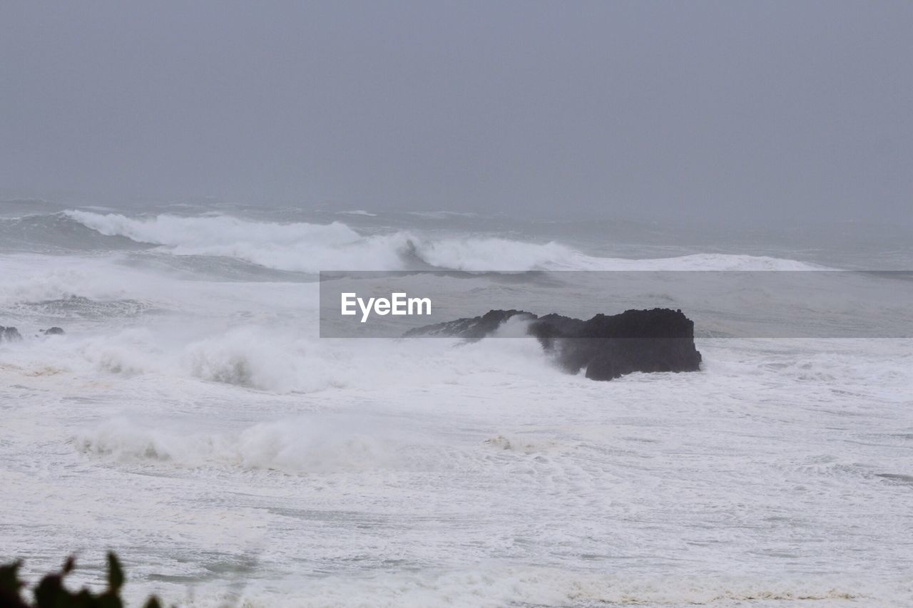 Ocean waves at oregon coast on stormy day