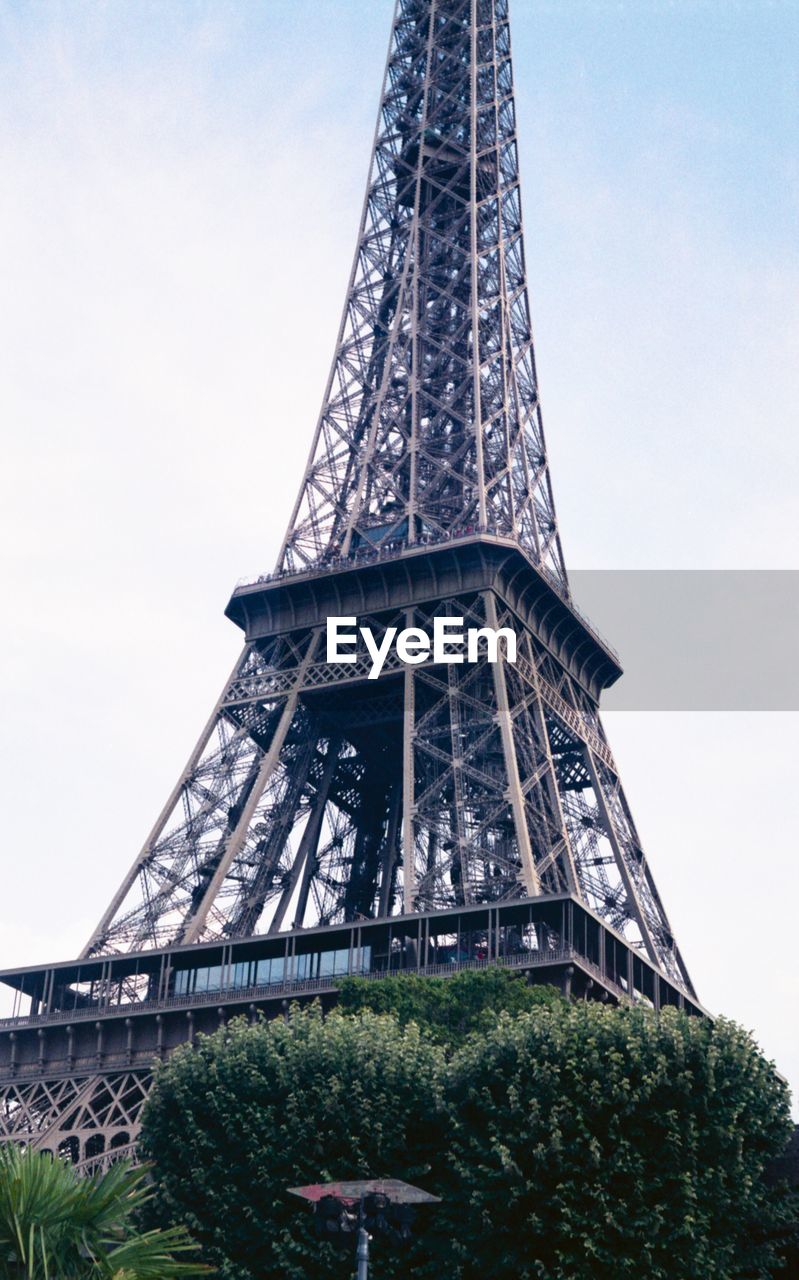 Low angle view of eiffel tower against sky