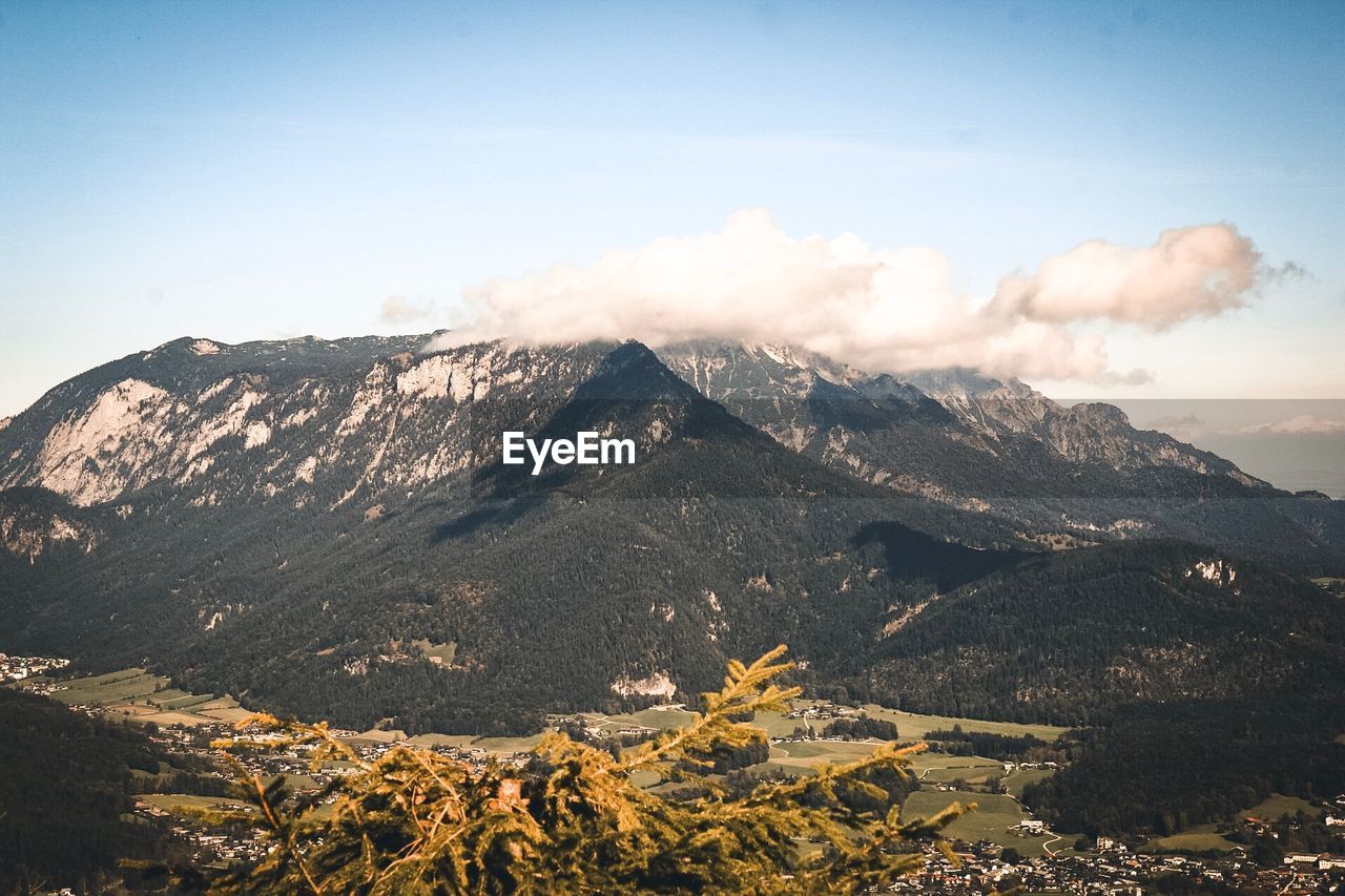 Scenic view of mountains against sky