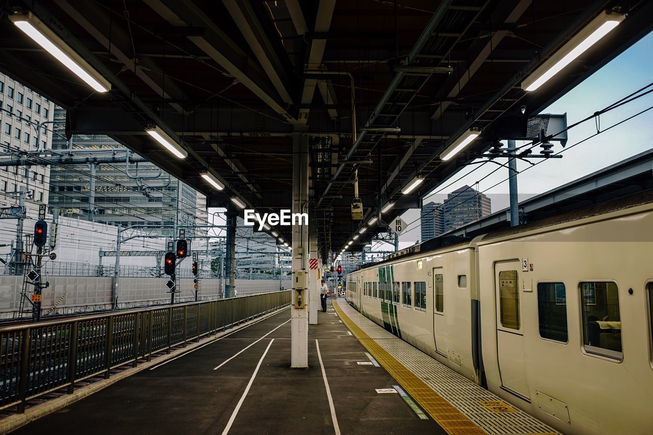 Train at railroad station platform