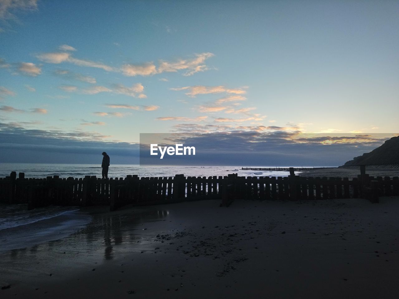 SILHOUETTE OF BEACH DURING SUNSET