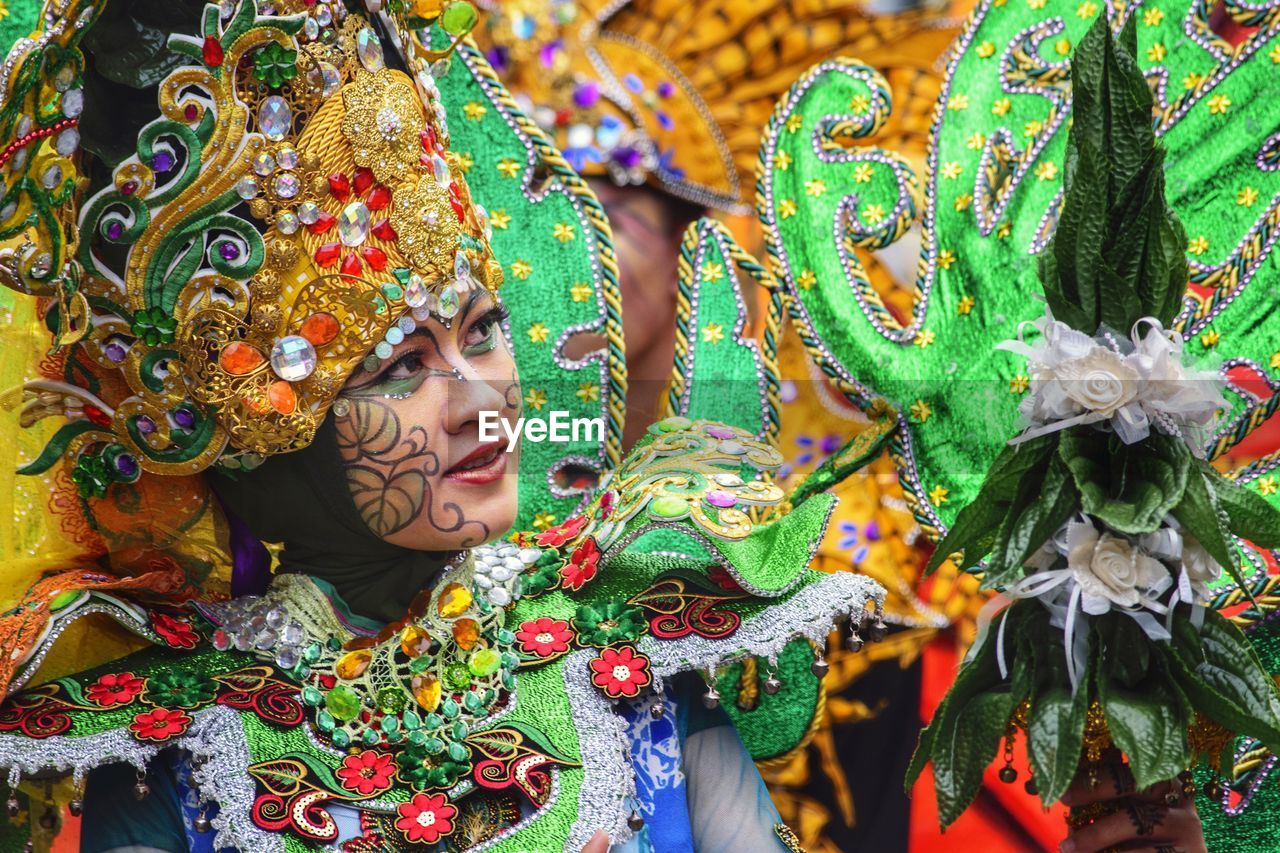 Young woman wearing costume