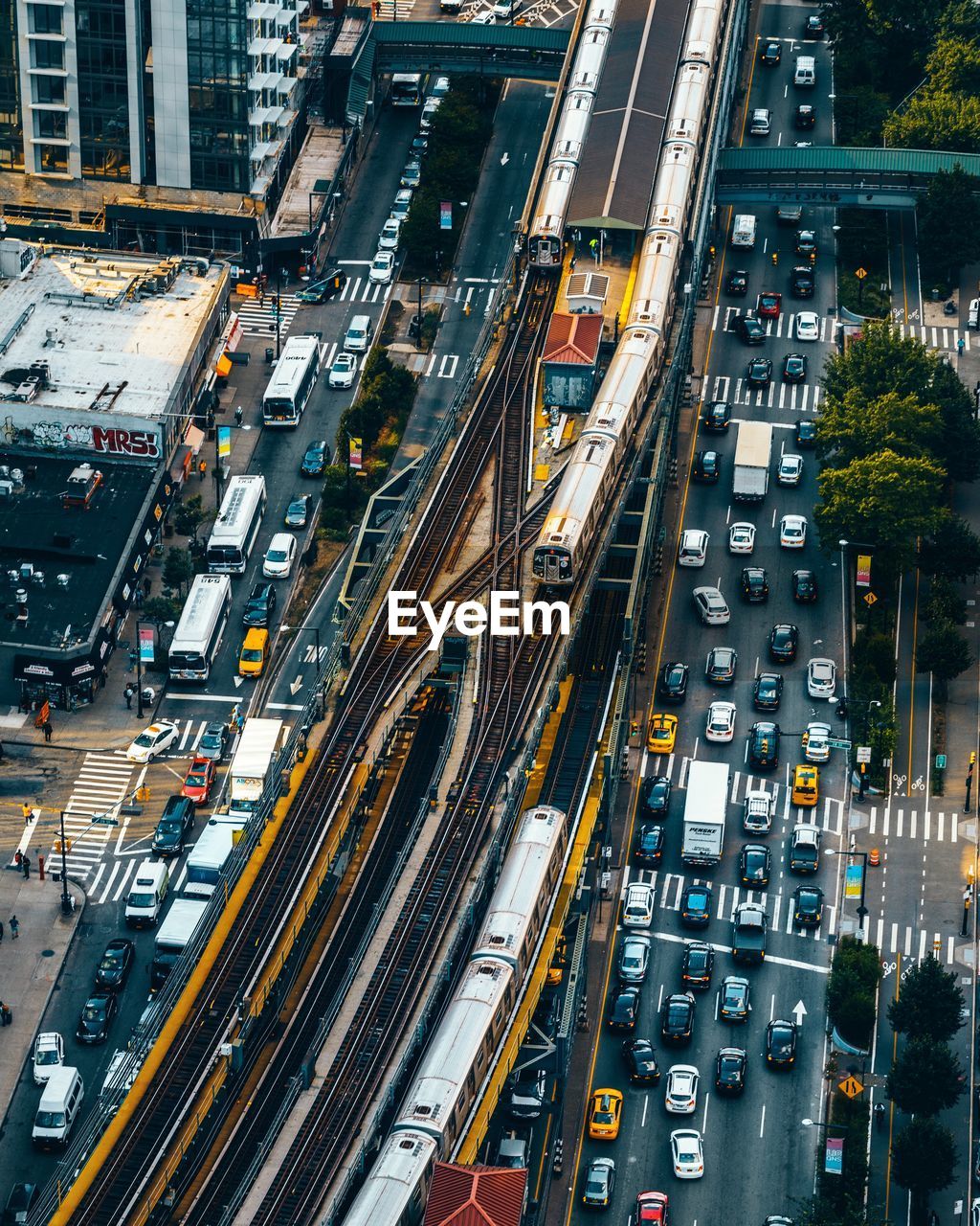 High angle view of traffic on city street