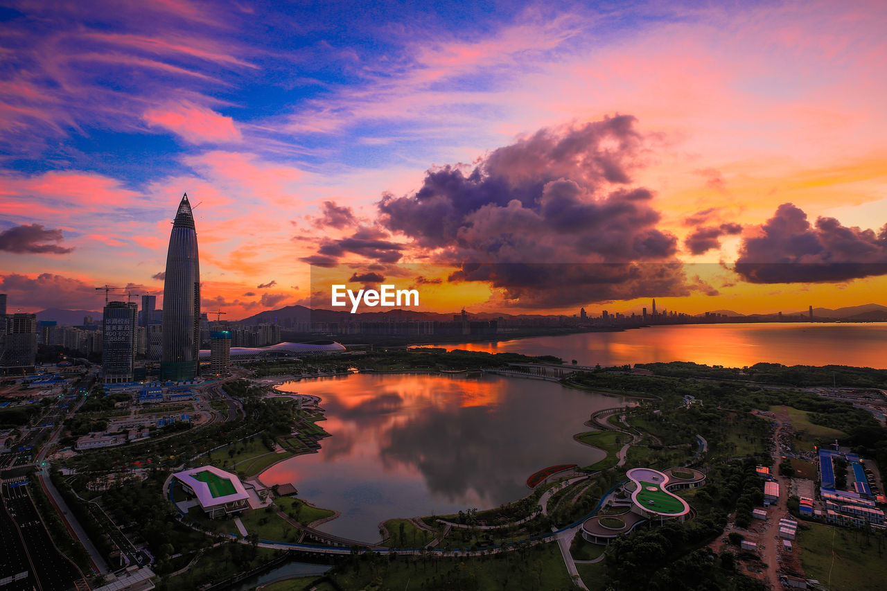 SCENIC VIEW OF BUILDINGS DURING SUNSET