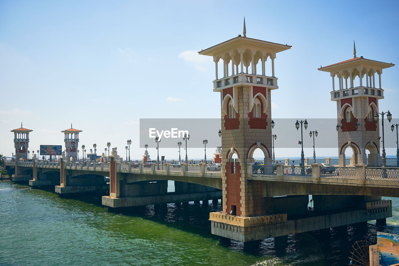 Cars driving on stanley bridge, alexandria, egypt