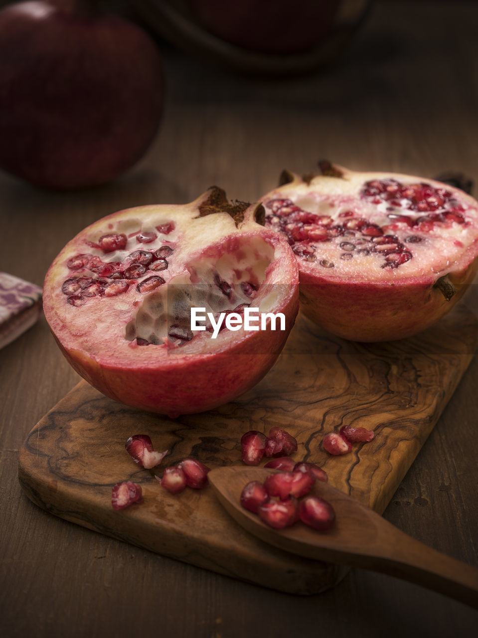 Close-up of fruits on cutting board