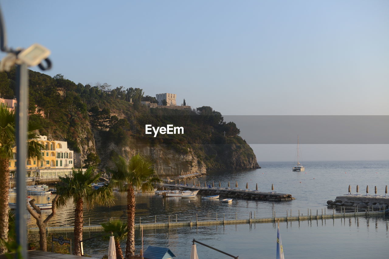 Scenic view of sea against clear sky