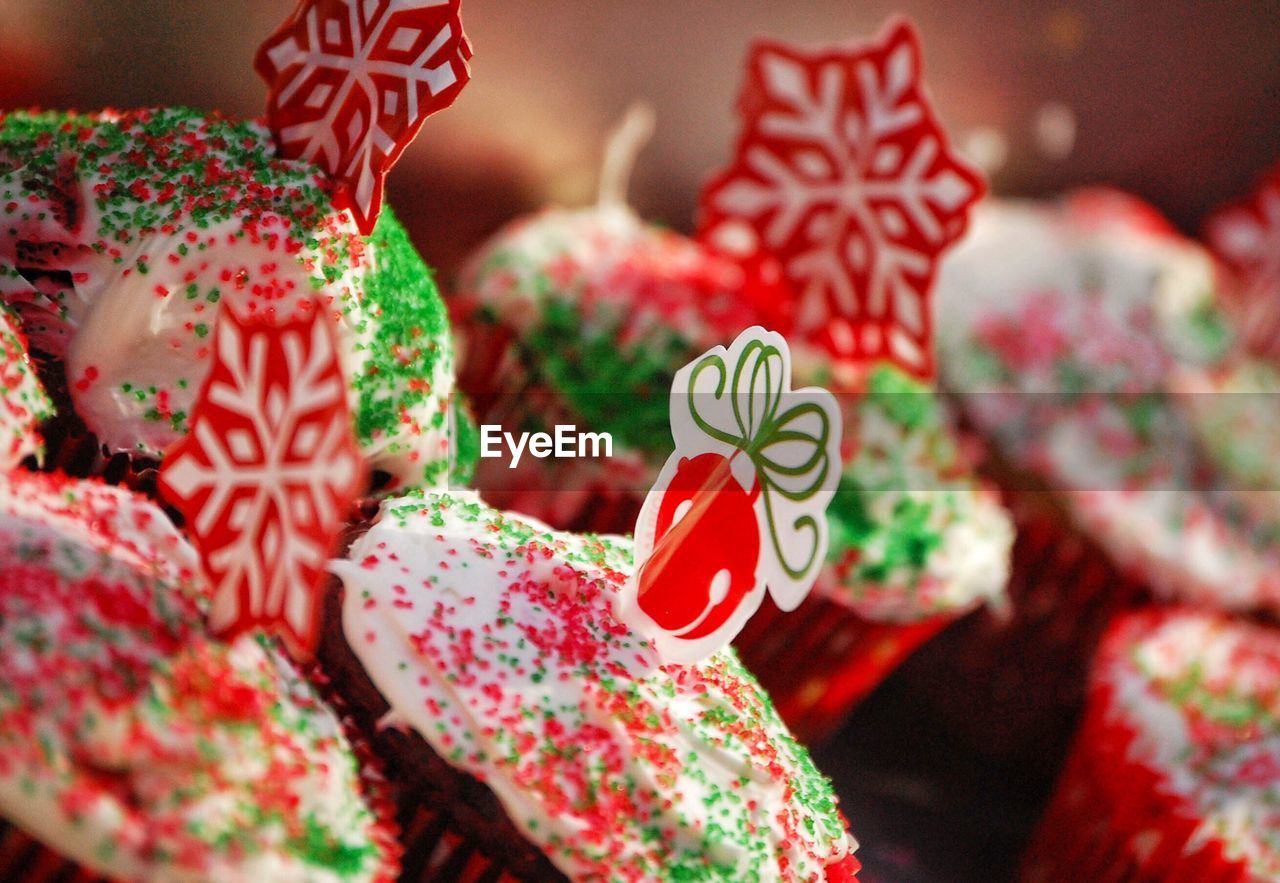 Close-up of christmas cupcakes