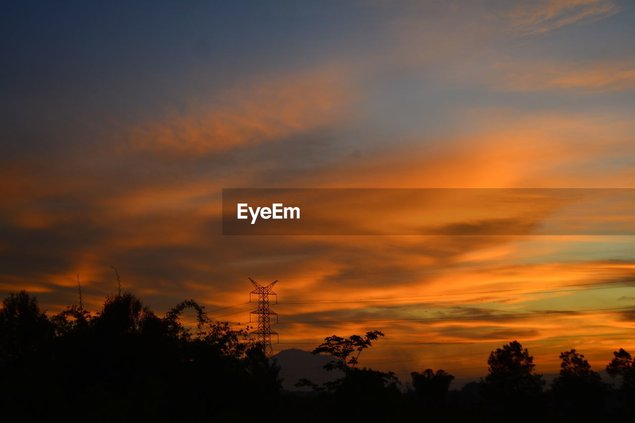 Low angle view of silhouette trees against sky during sunset