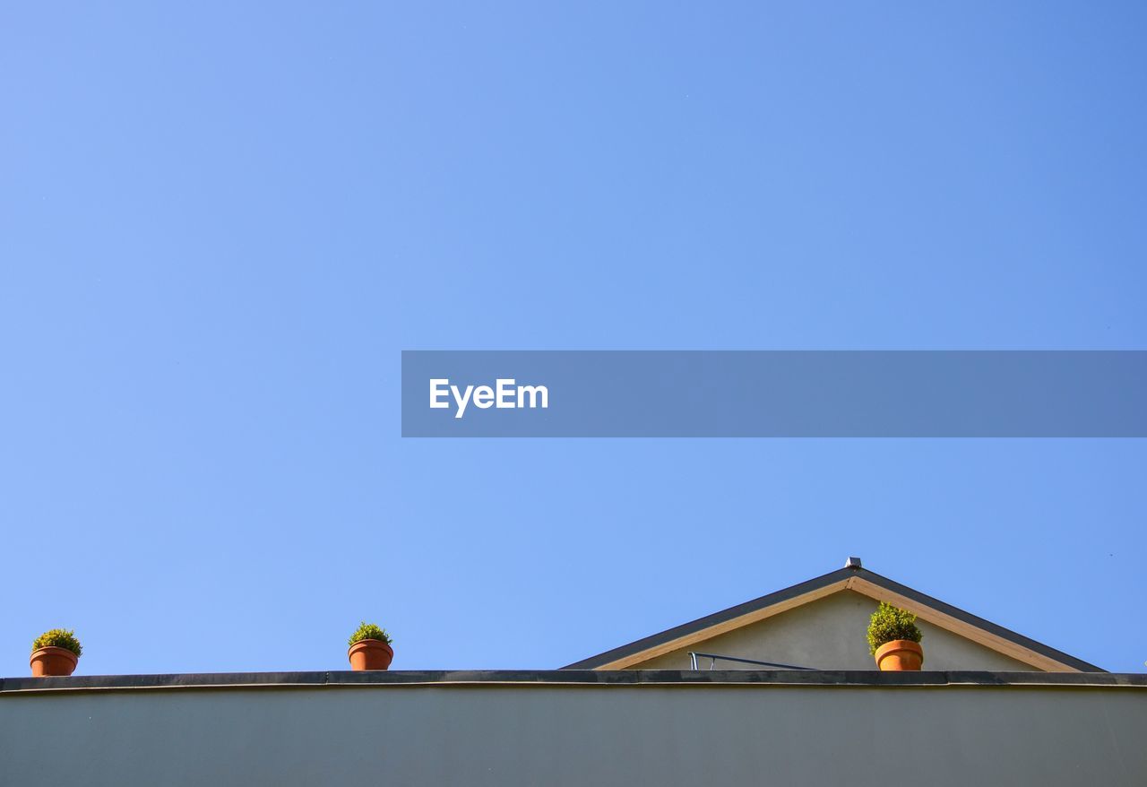 LOW ANGLE VIEW OF ROOF AGAINST CLEAR SKY