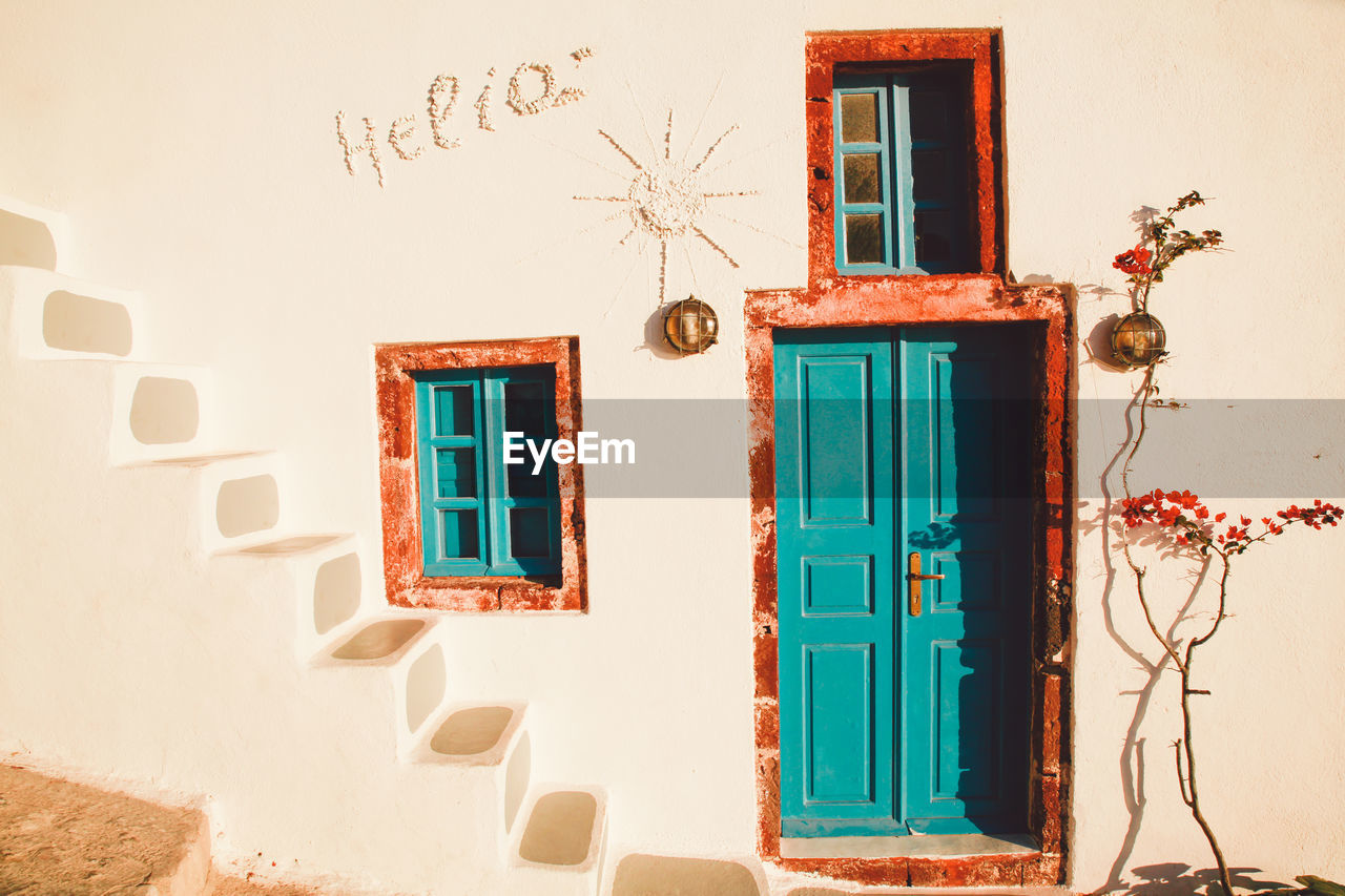 Closed door of house