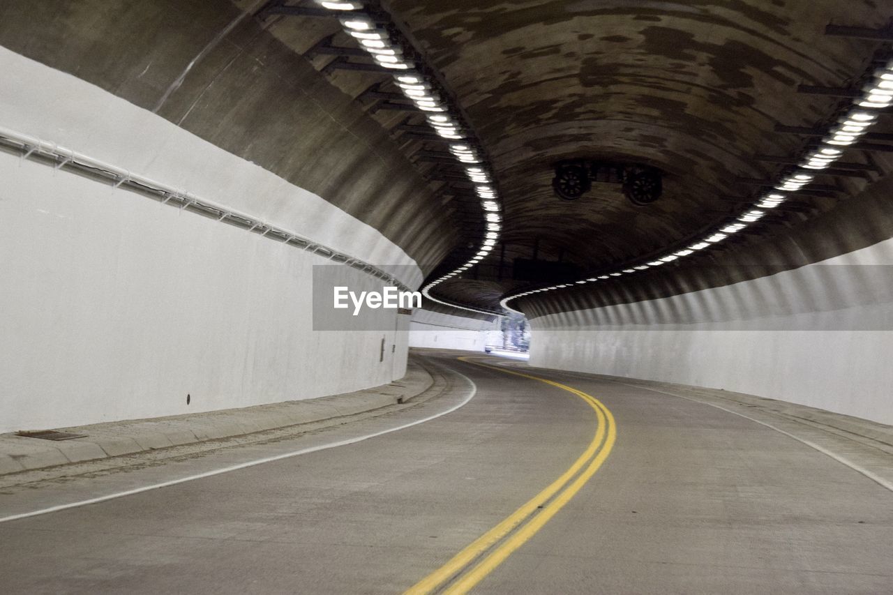 Empty road in tunnel