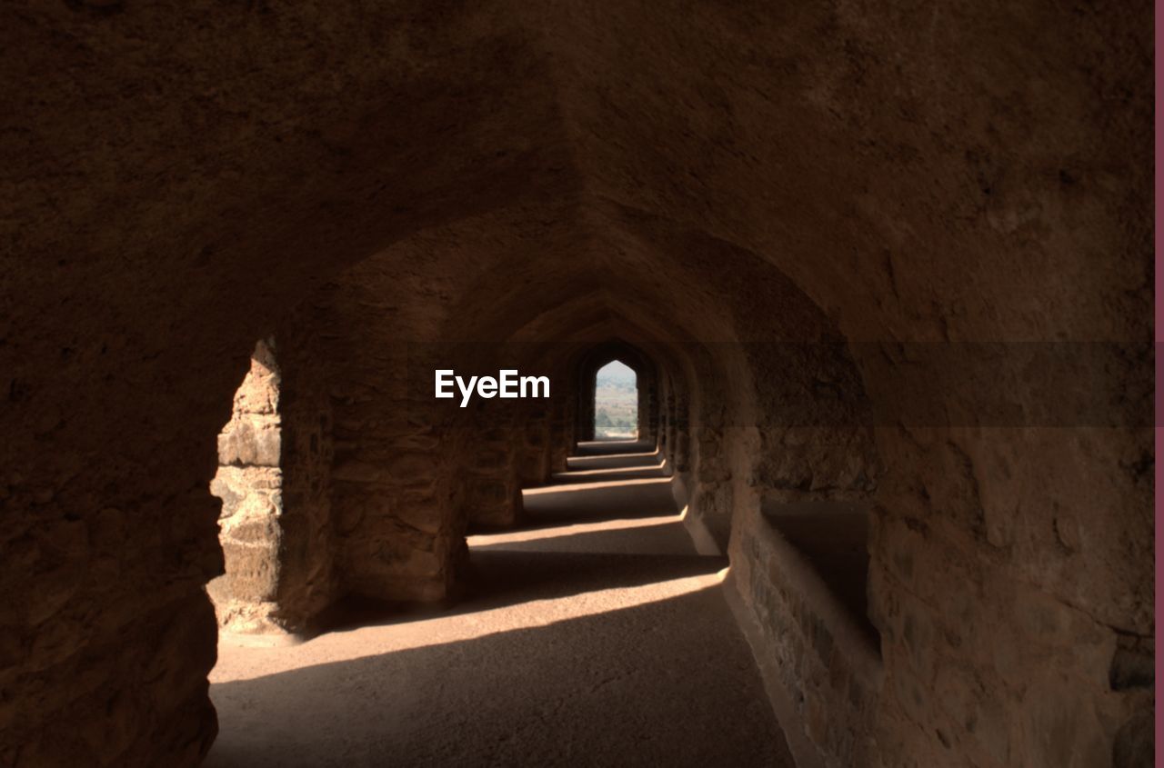 View of tunnel and sunlight
