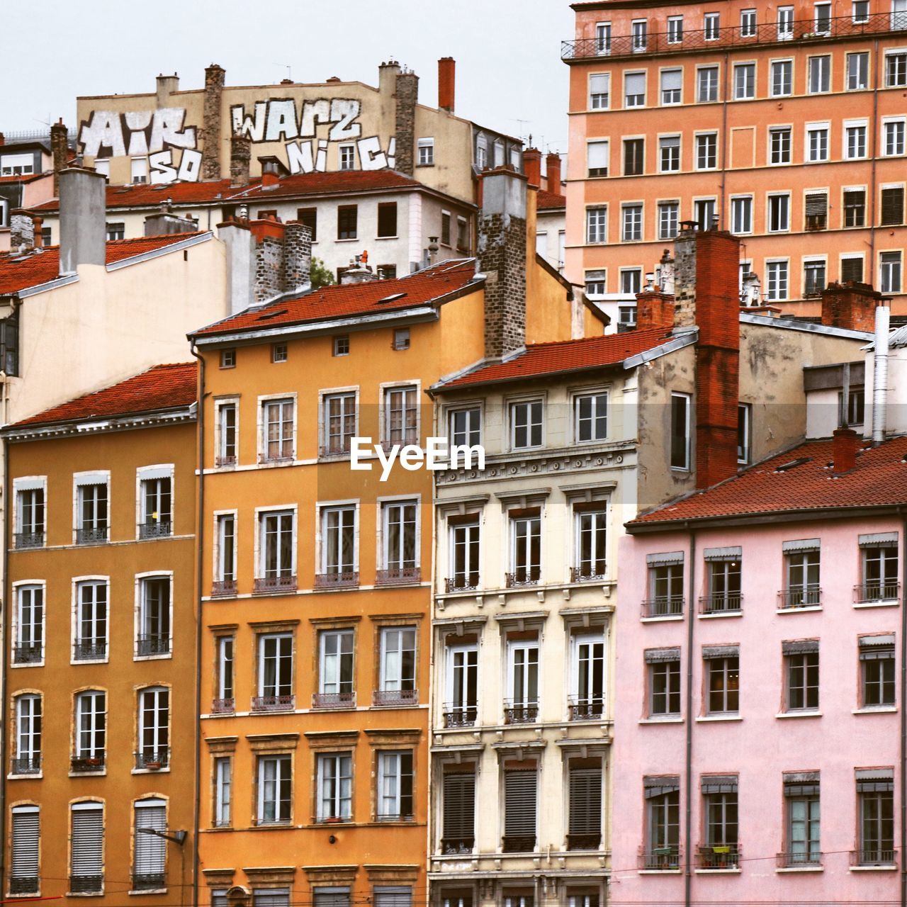 Low angle view of buildings in city lyon
