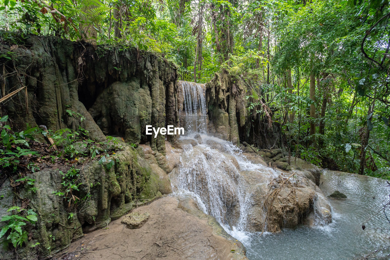 Stream flowing through rocks in forest