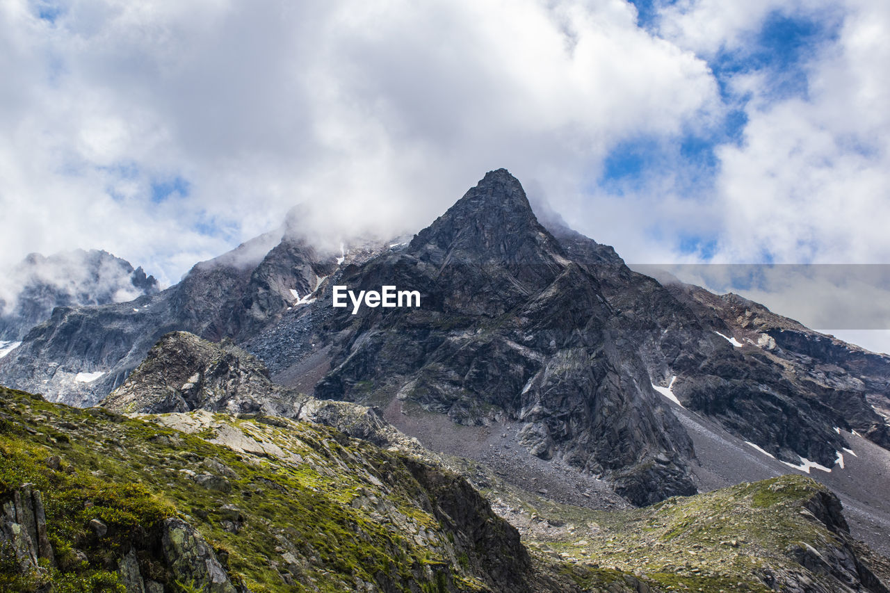 Scenic view of mountain range against sky