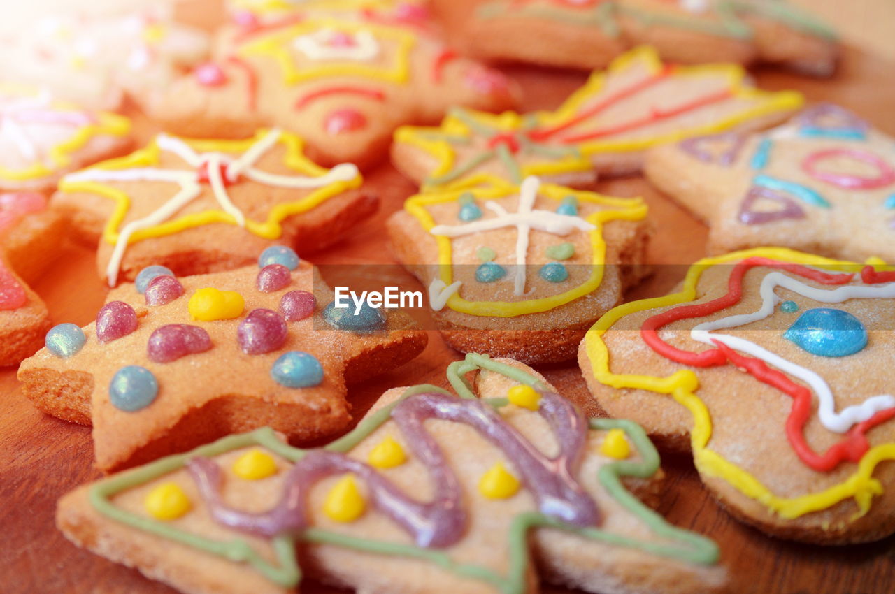 Close-up of cookies on table