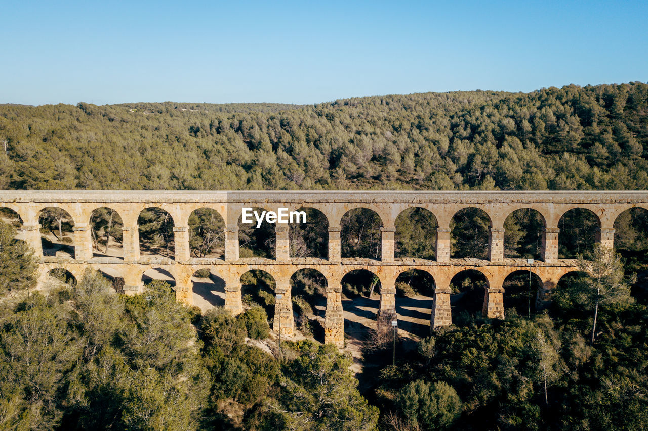 Les ferreres aqueduct against clear sky