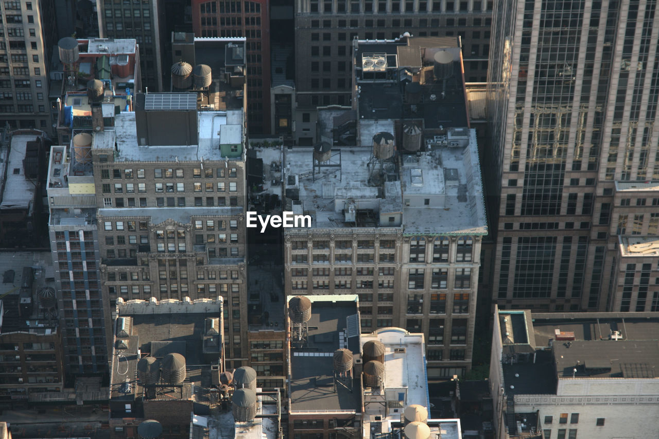 High angle view of buildings in city