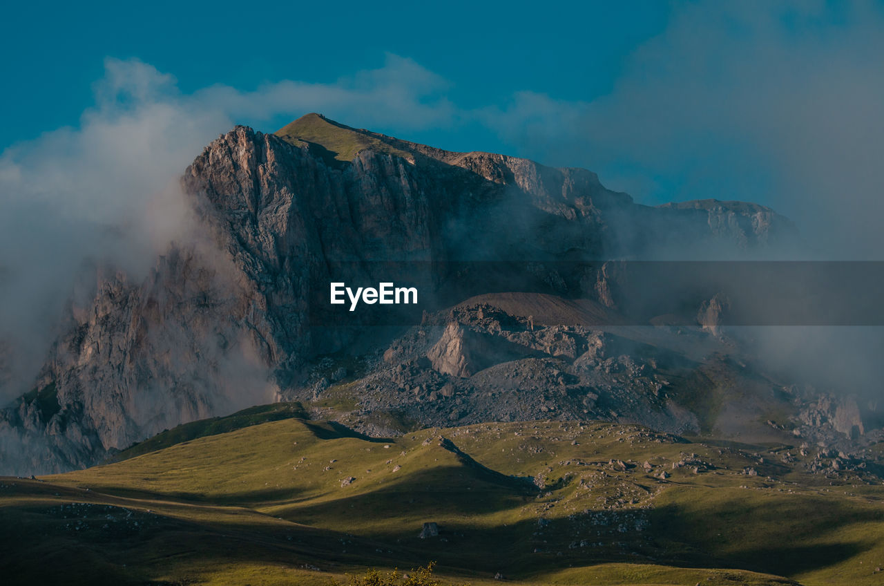 Panoramic view of volcanic mountain