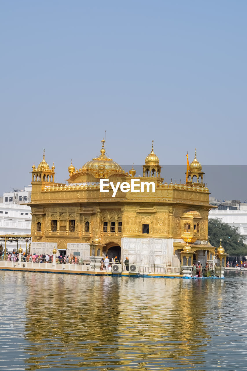 Beautiful view of golden temple - harmandir sahib in amritsar, punjab, india, famous indian sikh