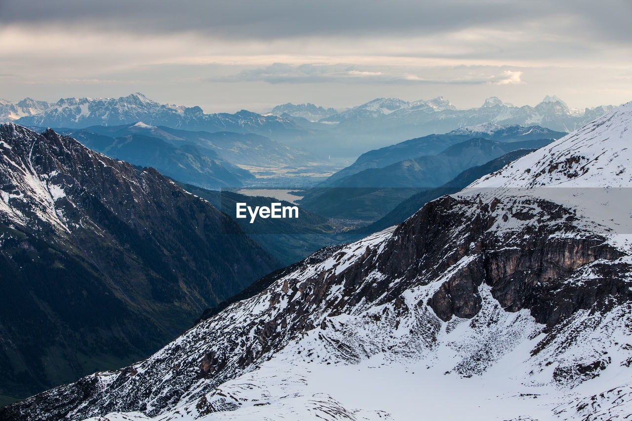 Scenic view of snowcapped mountains against sky, view from edelweissspitze, alps, austria