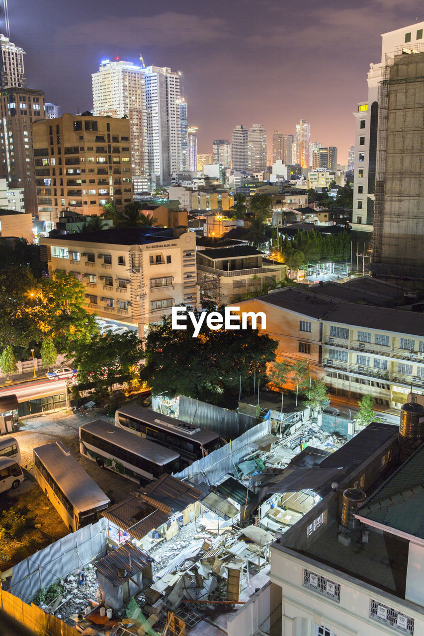 High angle view of buildings in city