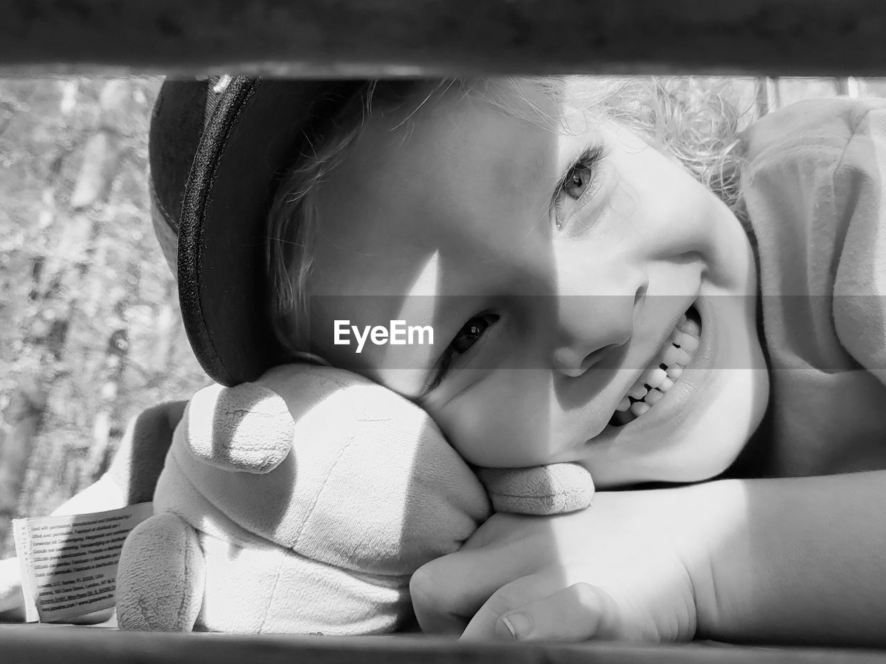 High angle view of young boy looking away