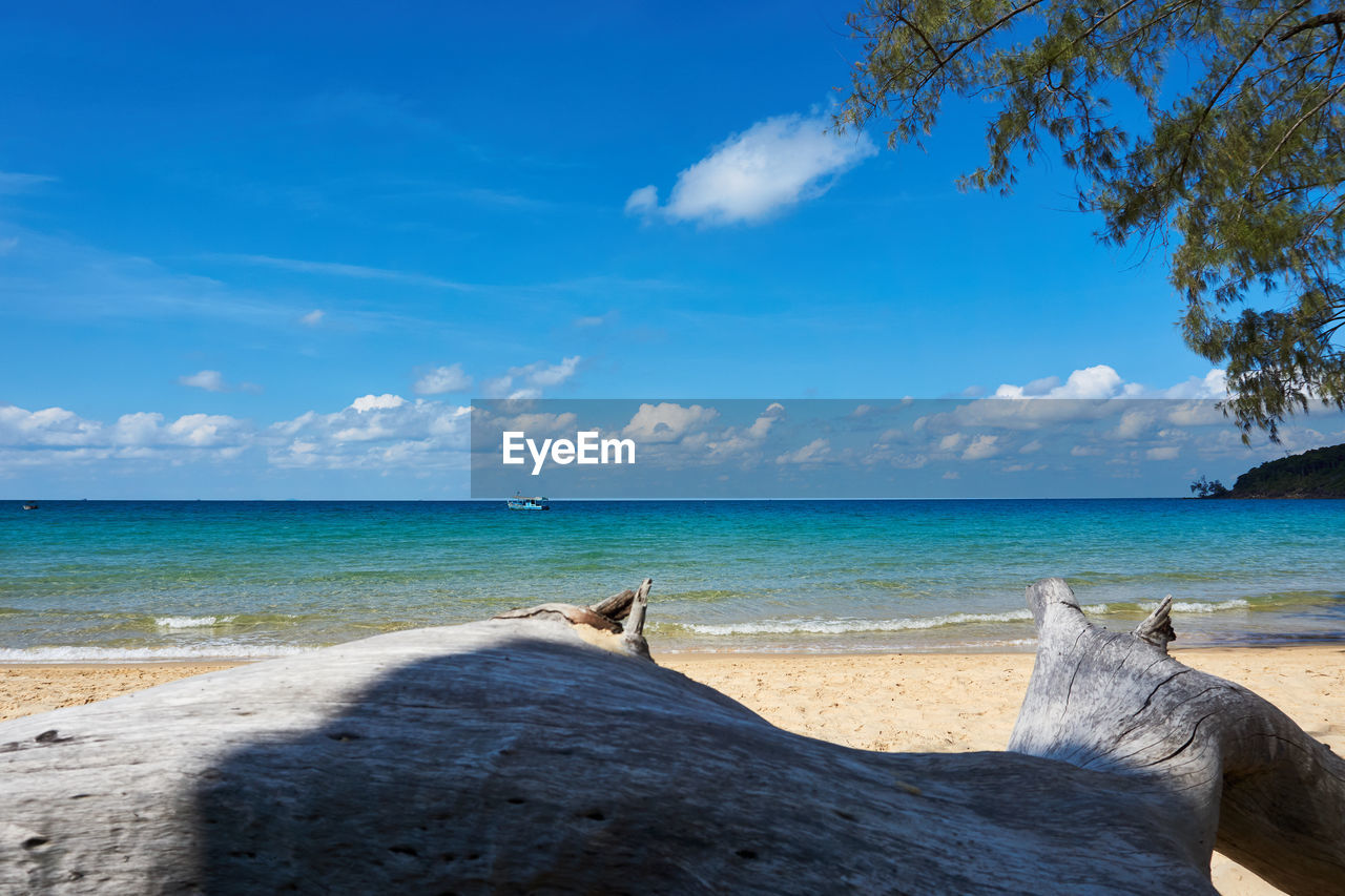 SCENIC VIEW OF BEACH AGAINST BLUE SKY