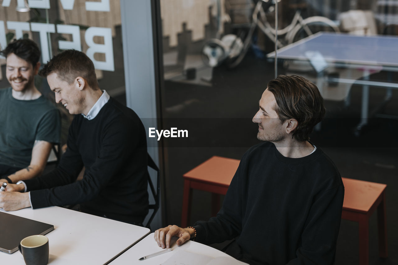 People sitting during business meeting