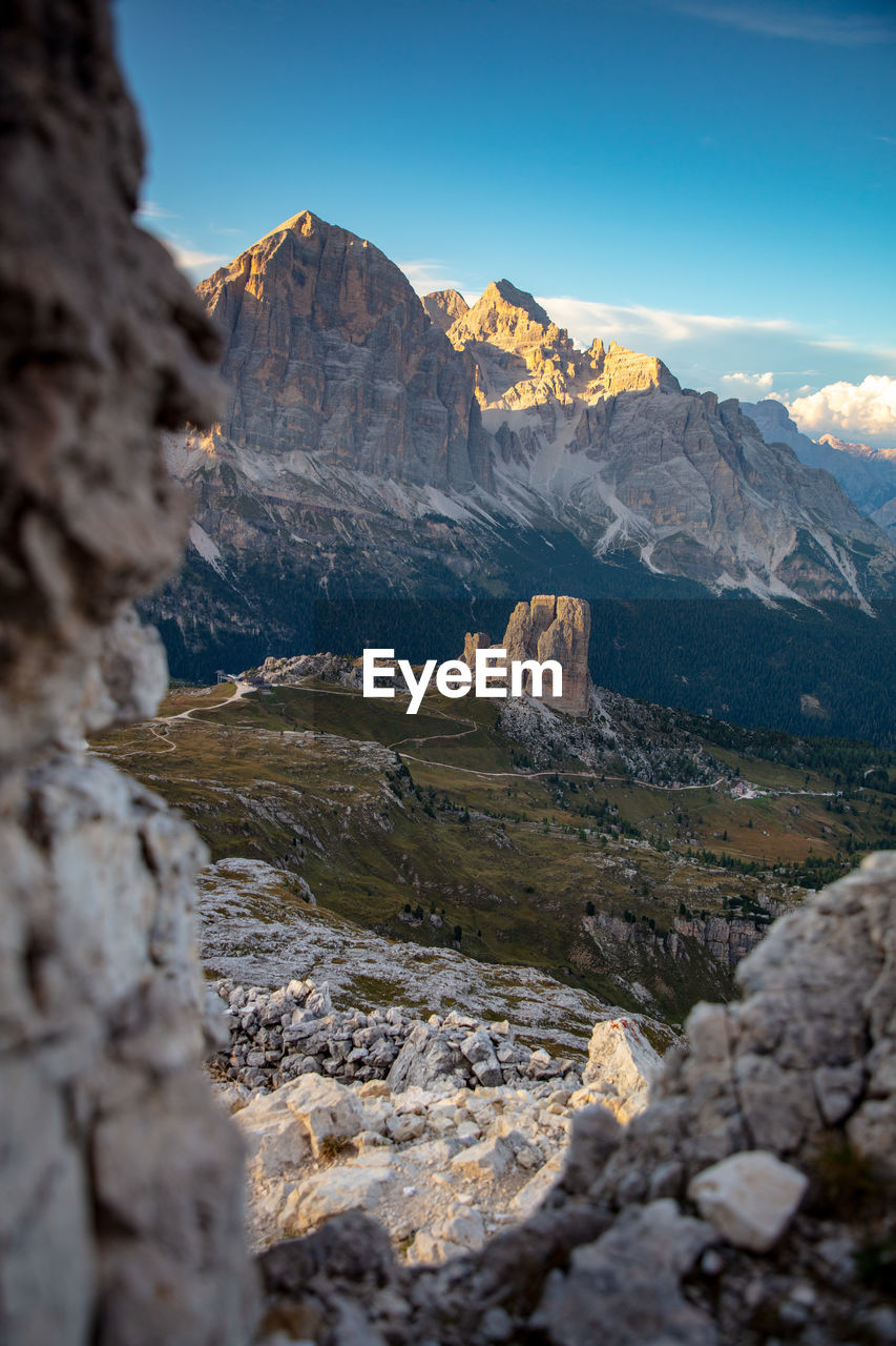 Scenic view of rocky mountains against sky