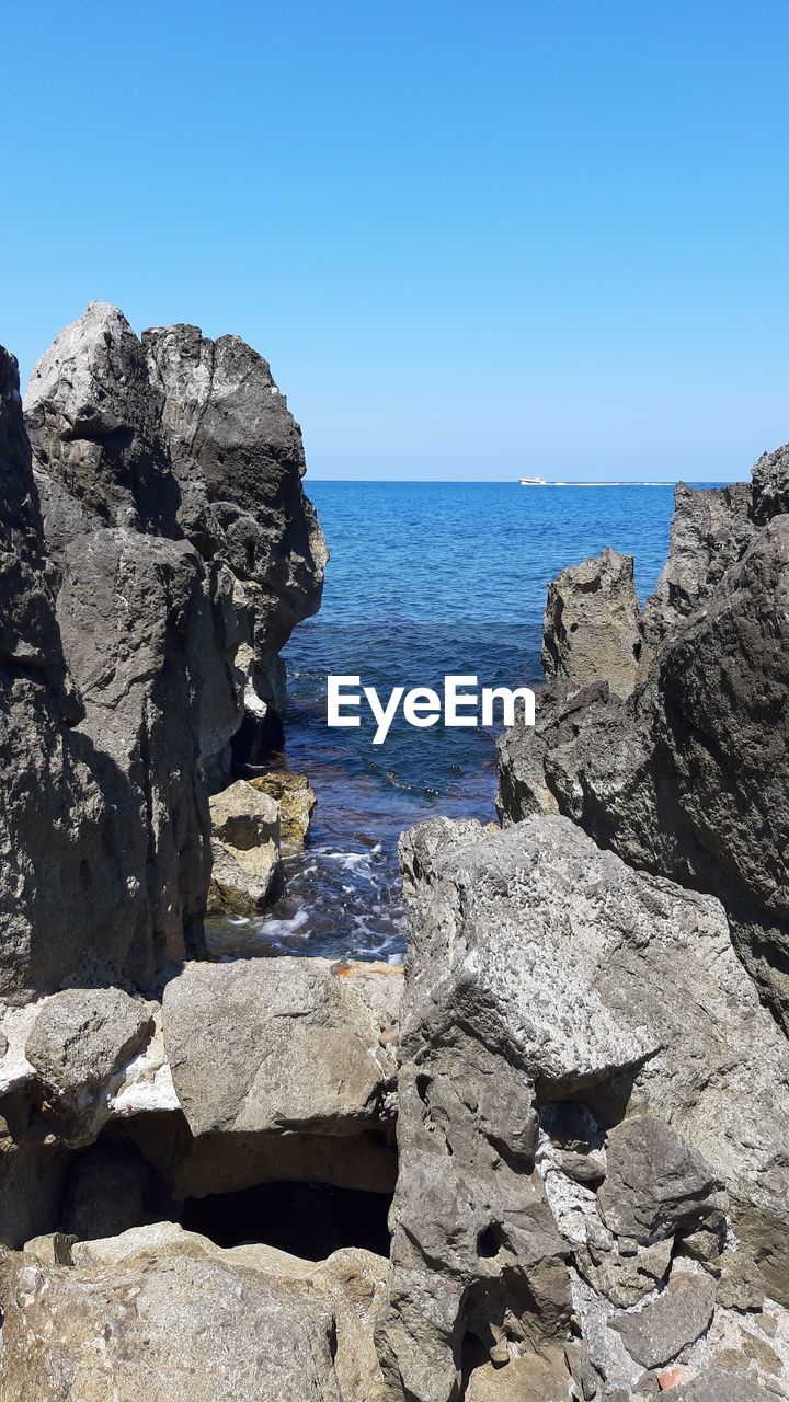 Scenic view of sea against clear sky