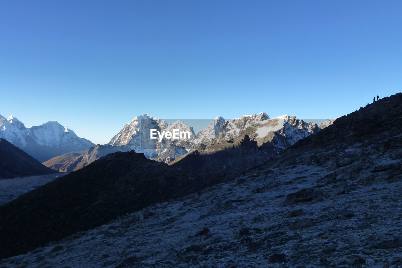 SNOWCAPPED MOUNTAINS AGAINST CLEAR BLUE SKY