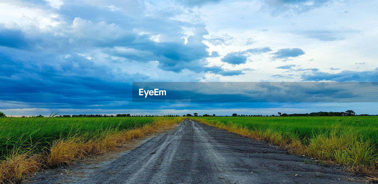 ROAD ON FIELD AGAINST SKY