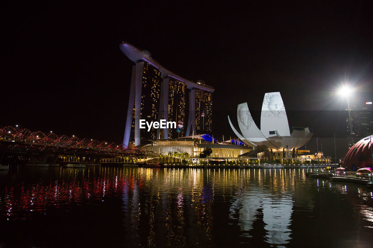 VIEW OF ILLUMINATED CITY AT NIGHT