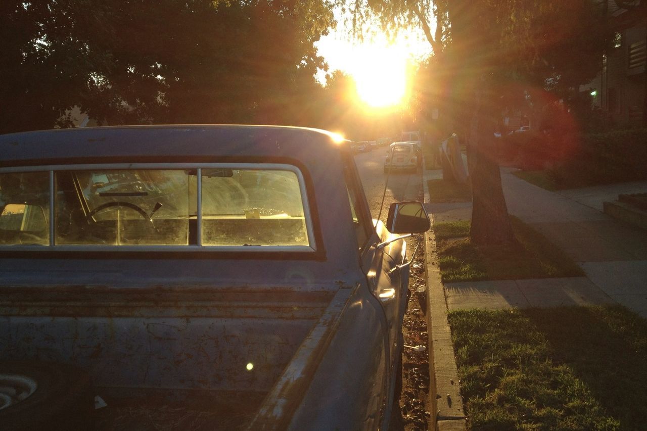 Cars parked on street