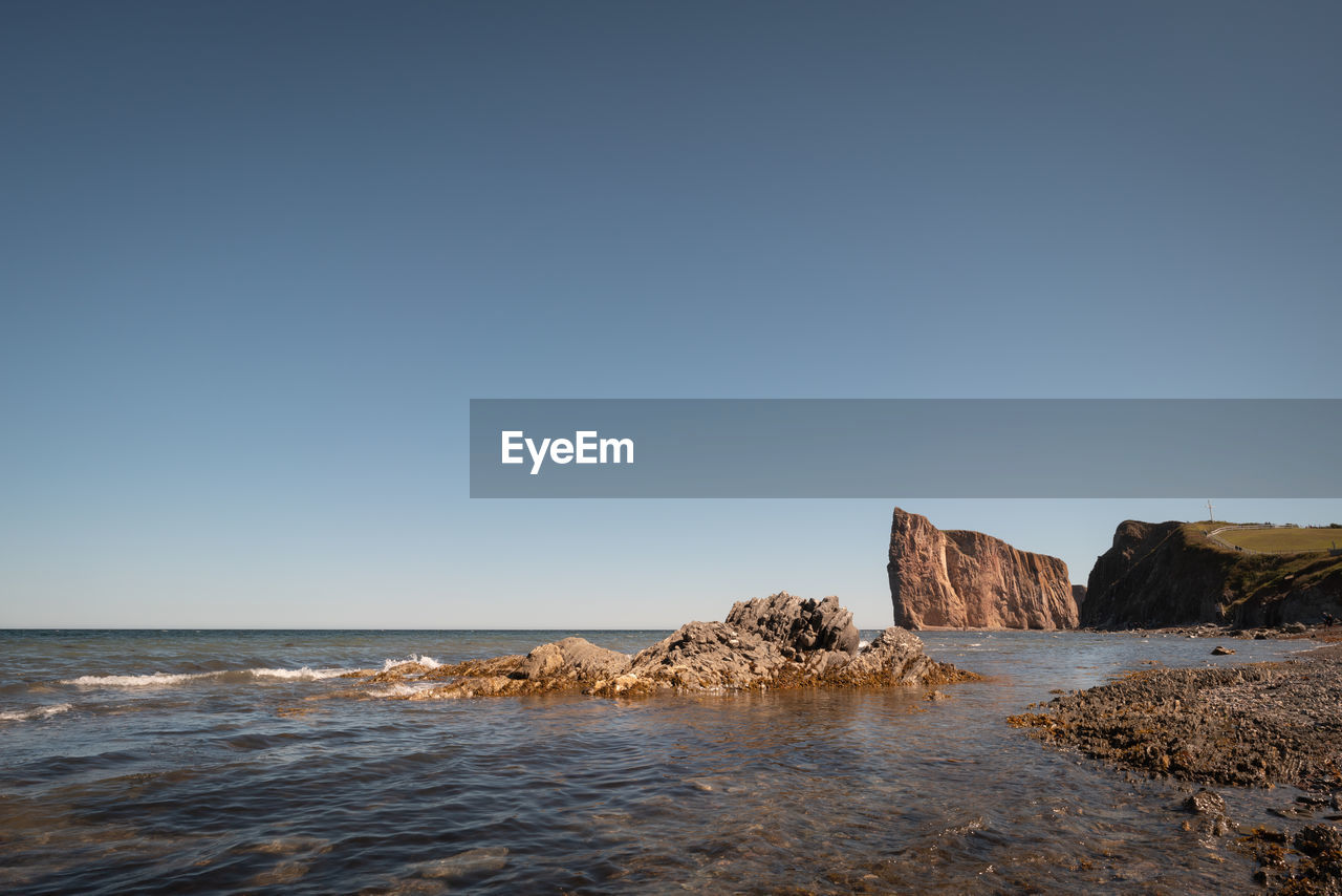 Scenic view of sea against clear sky