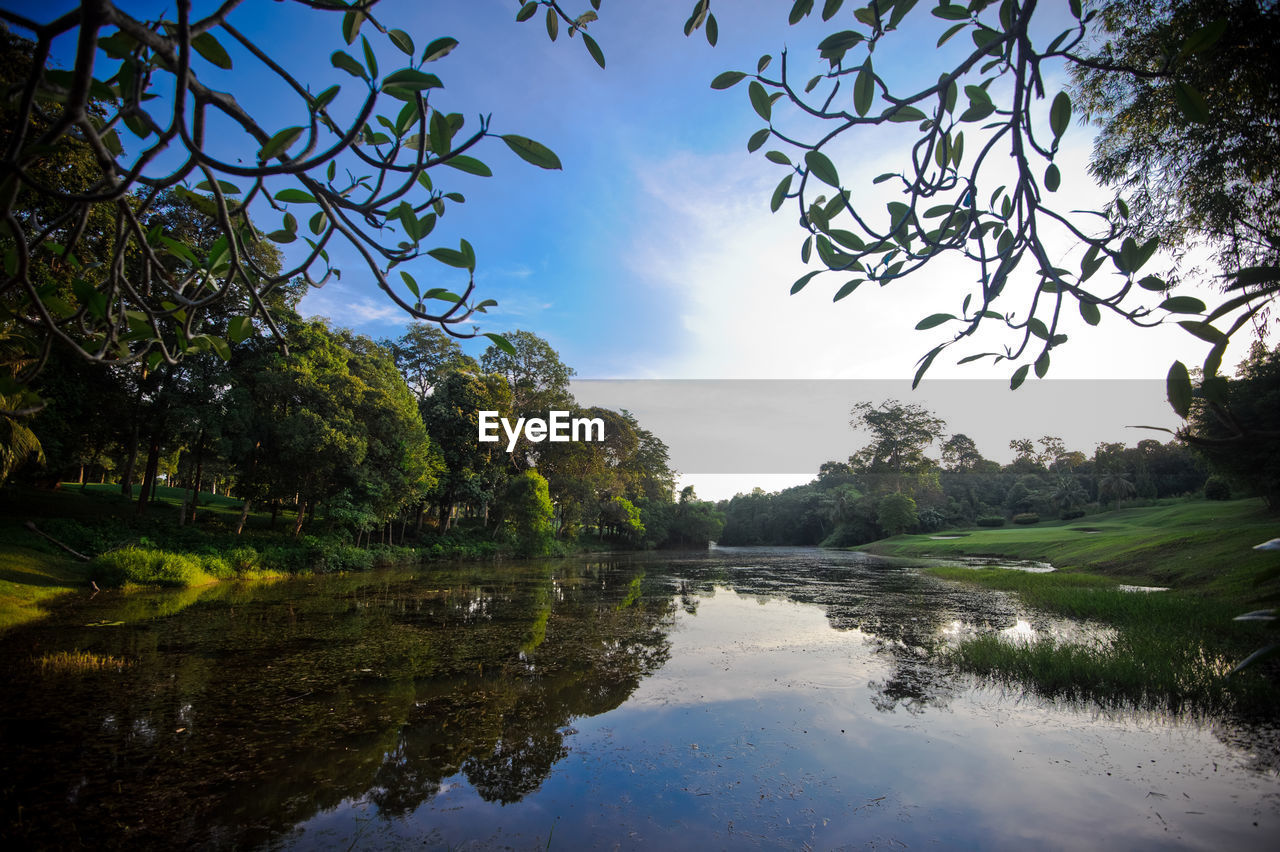 Scenic view of lake against sky