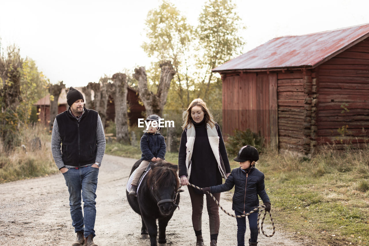 Family during horse ride