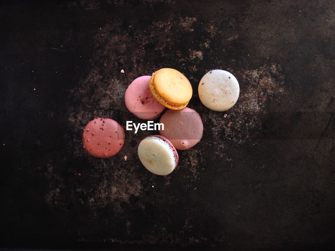 Directly above view of macaroons on table