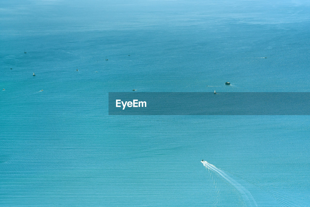 HIGH ANGLE VIEW OF SEAGULLS OVER SEA