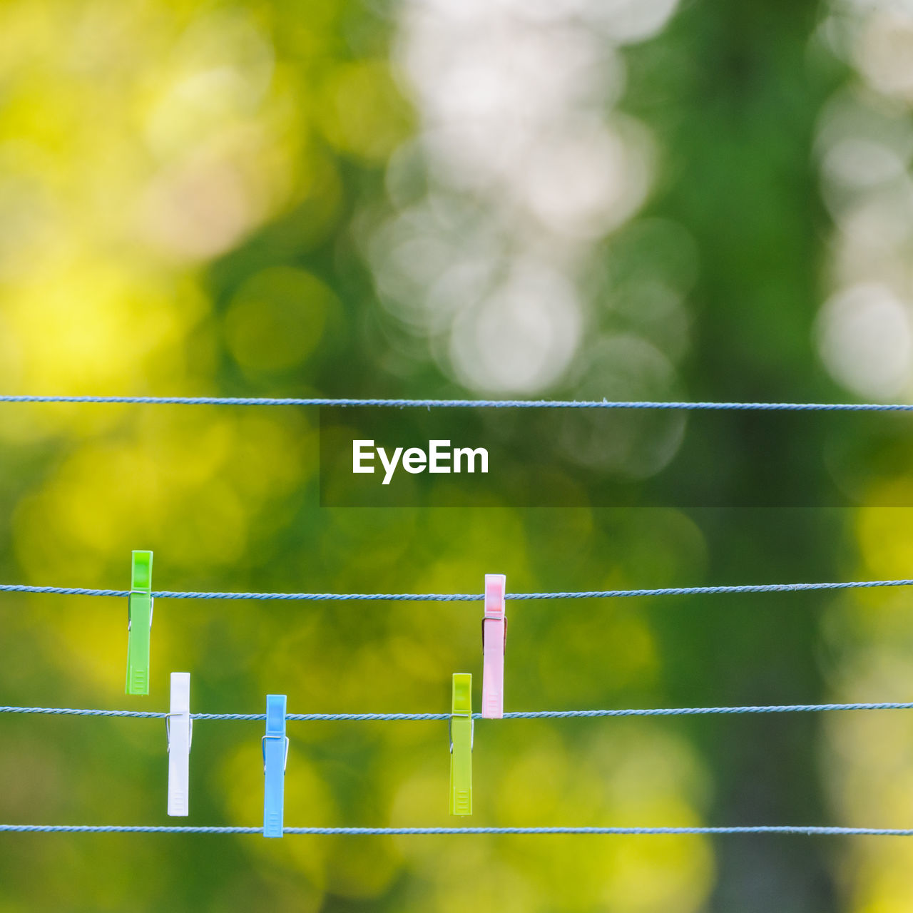 Clothes pegs on washing line, close-up, Åtvidaberg, Östergötland, sweden, europe