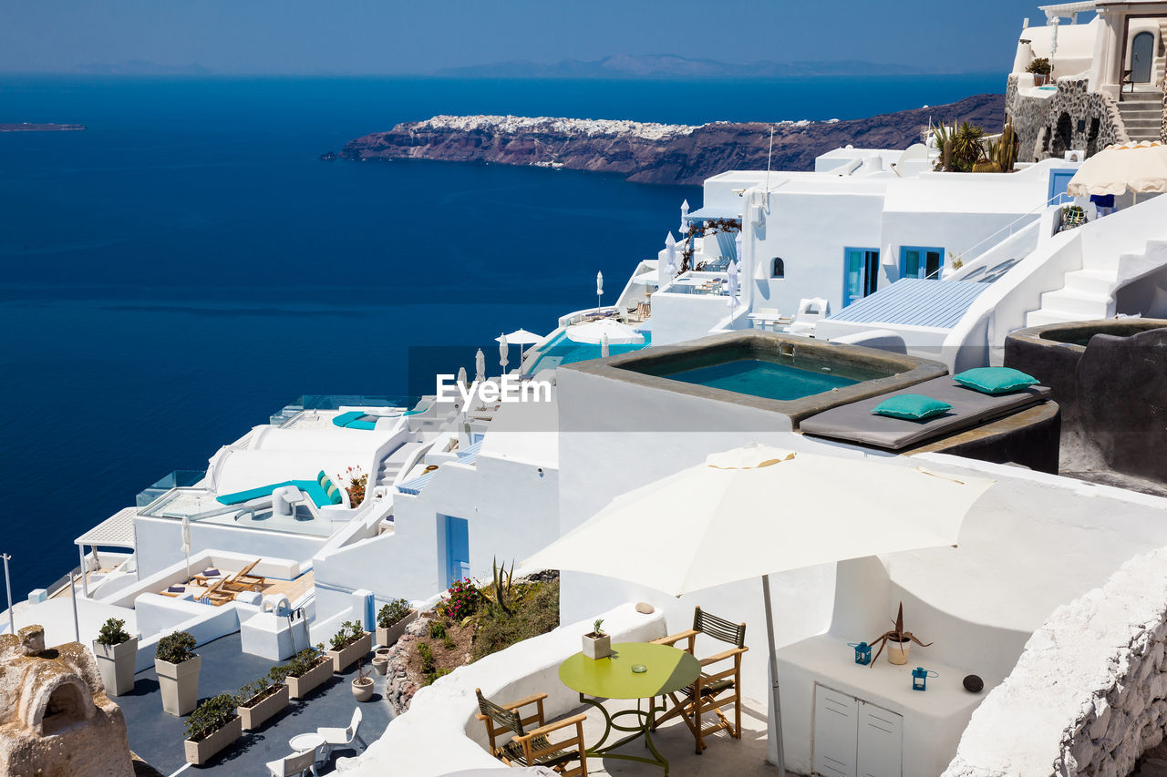 Beautiful white houses and buildings in santorini island