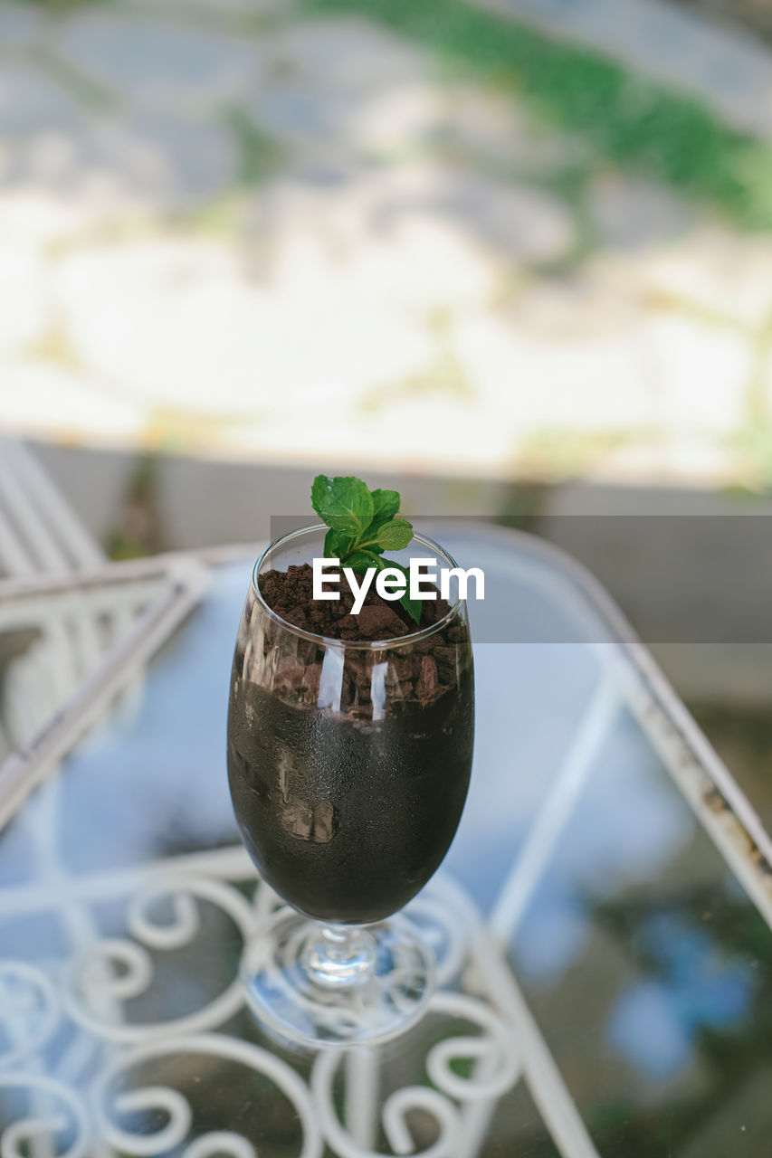 food and drink, green, food, drink, produce, nature, refreshment, glass, flower, leaf, focus on foreground, no people, freshness, household equipment, plant, alcohol, water, herb, drinking glass, day, outdoors, close-up, healthy eating, table, plant part, fruit, alcoholic beverage