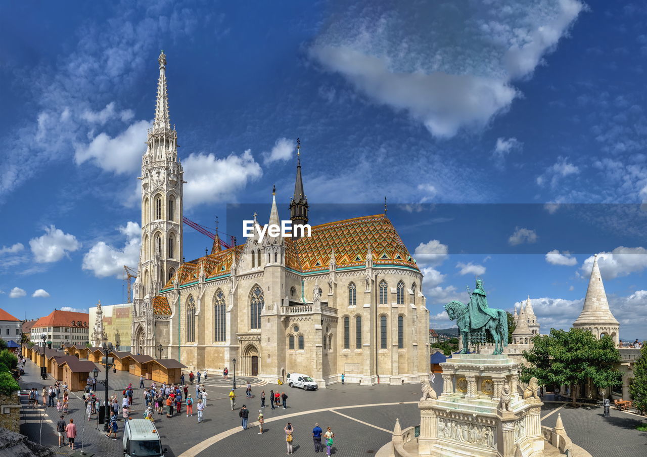 Church of the assumption of the buda castle in budapest, hungary, on a sunny summer morning